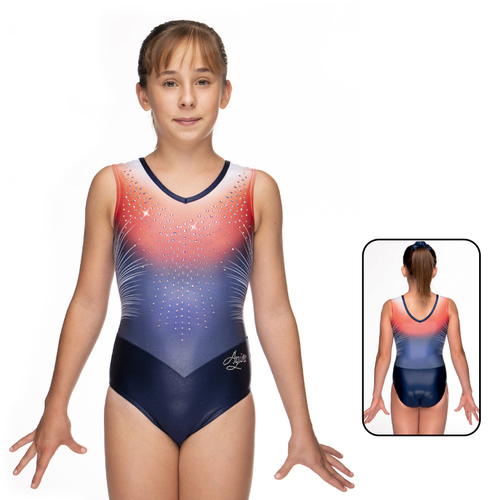 Gymnastik Turnanzug ohne Ärmel Mädchen Gymnastik #004i alle Größen Olympique Made in UK